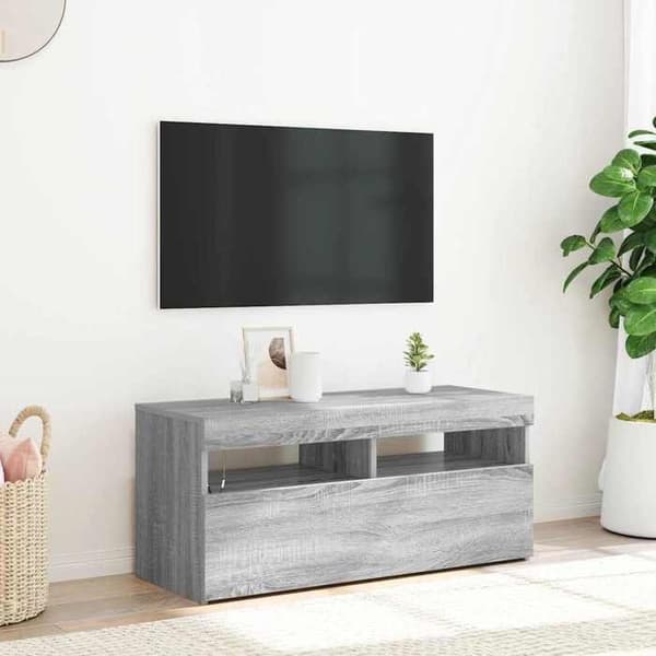 Maison Exclusive - TV-møbel med LED-lys Sonoma grå 90x35x40 cm