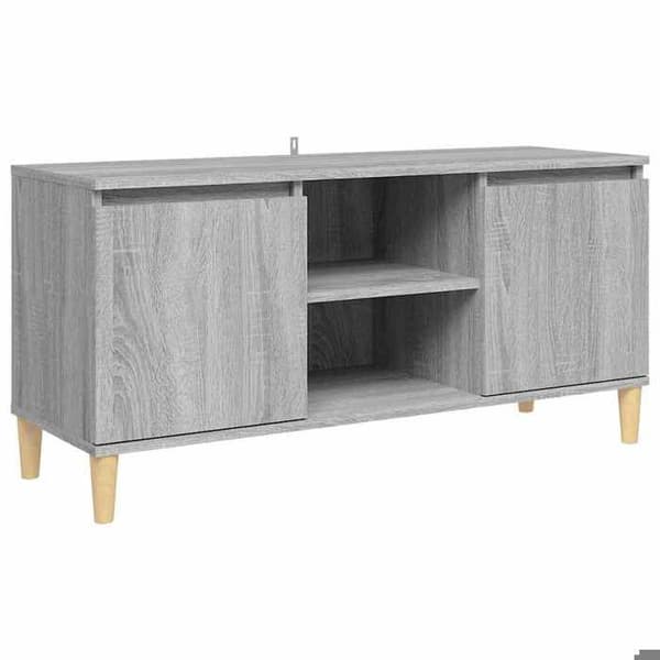 Maison Exclusive - TV-möbel med ben i solid Sonoma-grått trä 103,5x35x50 cm
