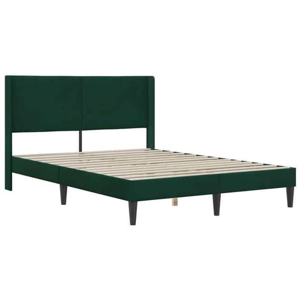 Maison Exclusive - Sängram med madrass Mörkgrön 140 x 190 cm Sammet