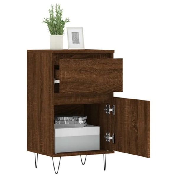 Sideboards - Konstruerat trä - Brun ek - 40x35x70 cm - Dörr(ar) Brun