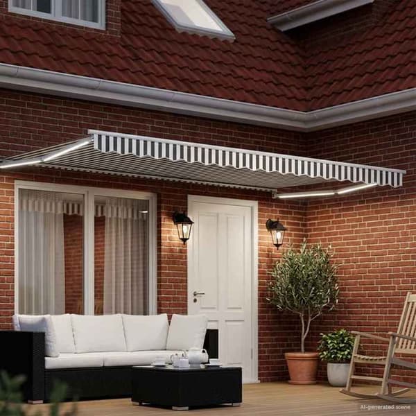 Exklusivt hus - Elektrisk infällbar markis antracit och vit 4 × 3 m