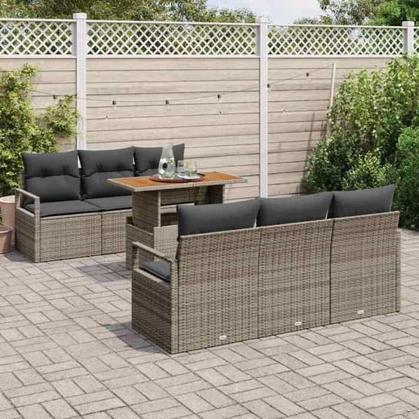 Maison Exclusive - 7 osan puutarhakalustesarja Harmaa Polyrottinki