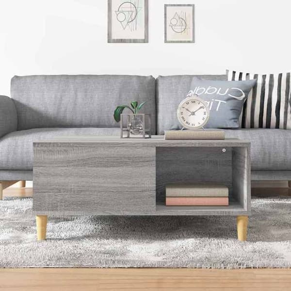Bord - EKSKLUSIV HUS - Sonoma grå - 80 x 80 x 36,5 cm - Spånplader - Stort opbevaringsrum sonoma grå