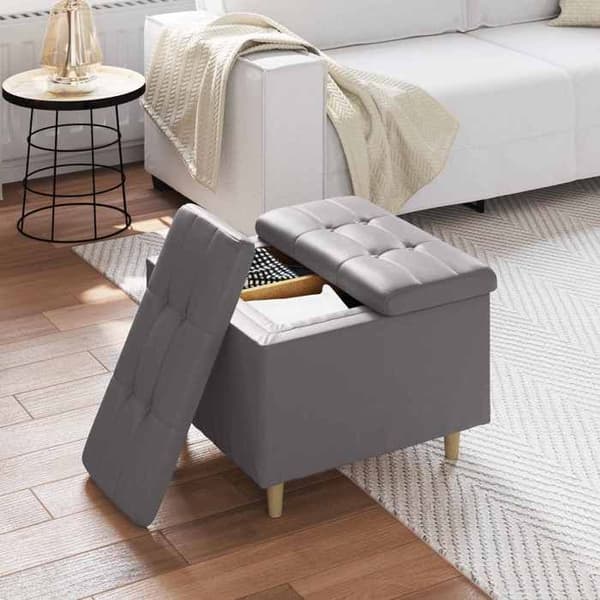 Maison Exclusive - Ottoman med förvaring Grå 60 x 60 x 45 cm Syntetläder