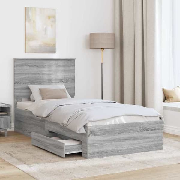 Maison Exclusive - Sonoma Harmaa ja Hopea Sänkykehys 75 x 190 cm Sonoma Grå och Silver