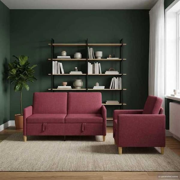 Maison Exclusive - Soffa med förvaring 2 st Bordeaux Polyester