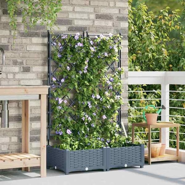 Maison Exclusive - Trädgårdskrukor 2 st Ljusgrå 80 x 40 x 125,5 cm PP
