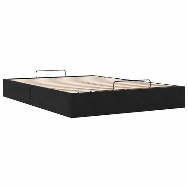 Ottoman sengestel - EKSKLUSIV HUS - 140x190 cm - Sort - Velour - Hydraulisk opbevaring Svart