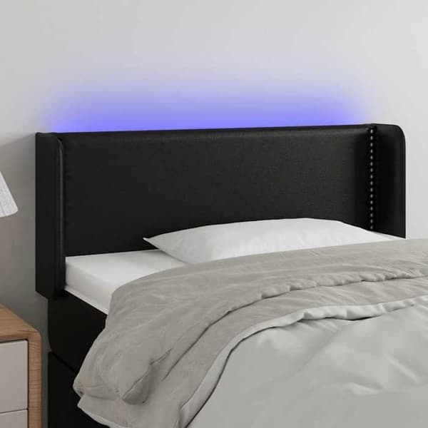 Maison Exclusive - LED Hovedgærde Sort 93x16x78/88 cm Syntetisk Læder