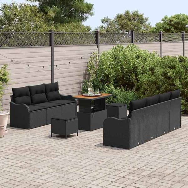 Trädgårdsmöbler - EXKLUSIVT HUS - Modulär - Svart - Polyrattan - Höjdjusterbart bord Svart