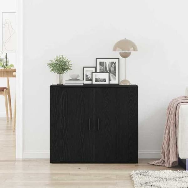 Maison Exclusive - Buffet Sort egetræ 80 x 33 x 70 cm Ingeniørtræ