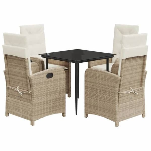 Maison Exclusive - Puutarhakalusteryhmä tyynyillä 5 kpl Beige polyrottinki
