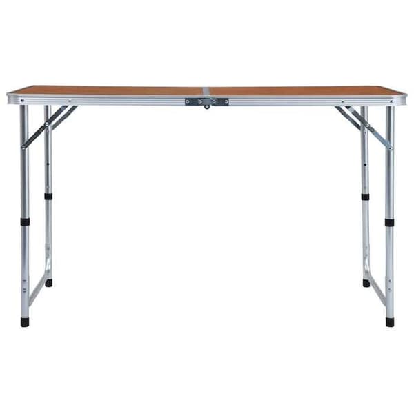 Campingbord - EKSKLUSIV HUS - 120x60 cm foldbart - Aluminium - MDF-plade - Højdejusterbar