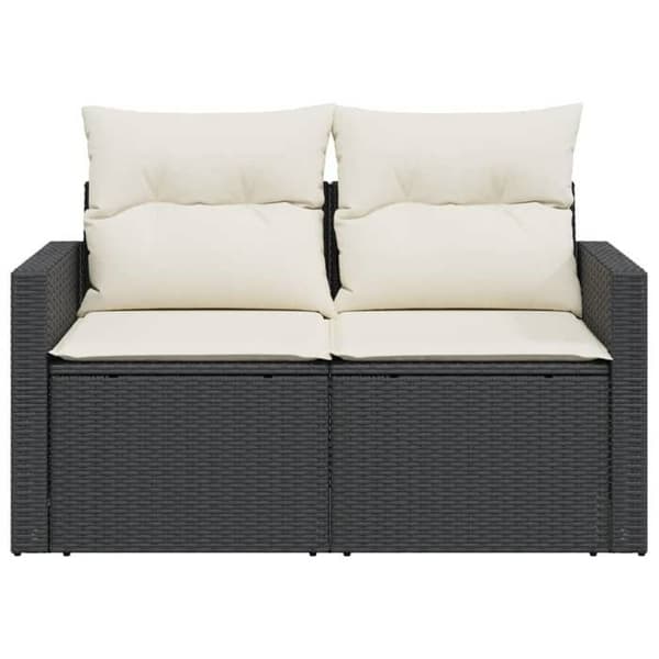 Maison Exclusive - Trädgårdsoffa med kuddar 2 platser svart flätad resin