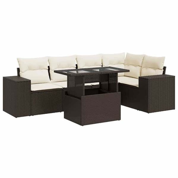 Maison Exclusive - Trädgårdsmöbler med kuddar 6 delar brun flätad resin brun