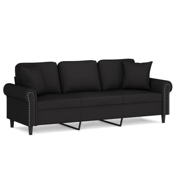 3-sitssoffa - Maison Exclusive - Svart sammet - Metallram - Kuddar ingår Svart