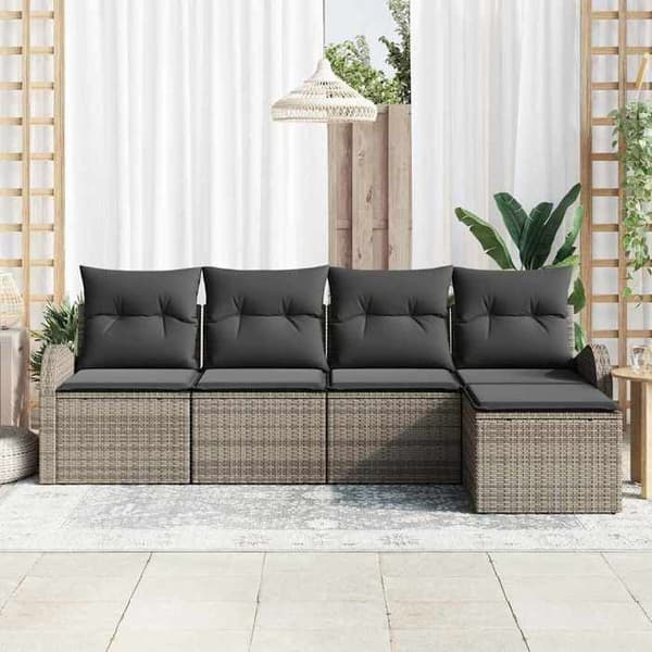 Havemøbler - MAISON EXCLUSIVE - Modulerbart sæt - Grå - Poly rattan & stål - Aftagelige puder Grå