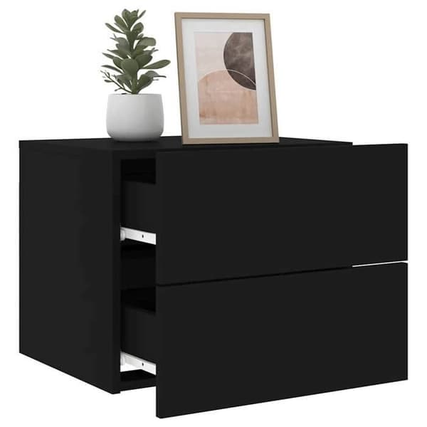 Maison Exclusive - Väggmonterade sängbord med LED-lampor 2 st svart sort
