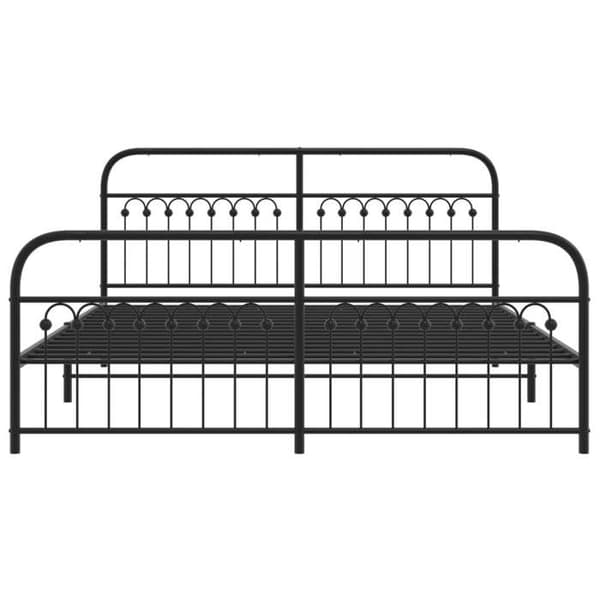 Sengestel - EKSKLUSIV HUS - 183 x 213 cm - Sort metal - Inkluderet lamelbund - Opbevaring under seng Svart