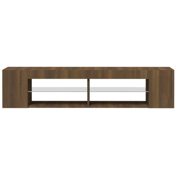 Maison Exclusive - TV-møbel med LED-lys, brunt egetræ 135x39x30 cm
