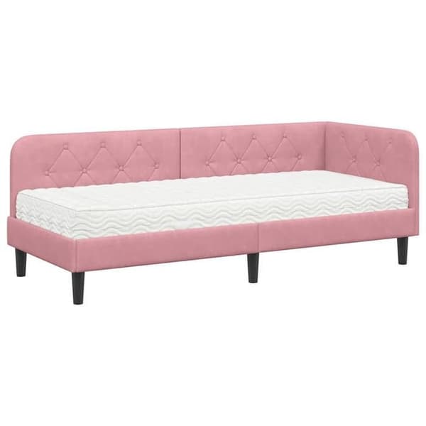 Maison Exclusive - Hörnsängram Rosa 80 x 200 cm Sammet Ros