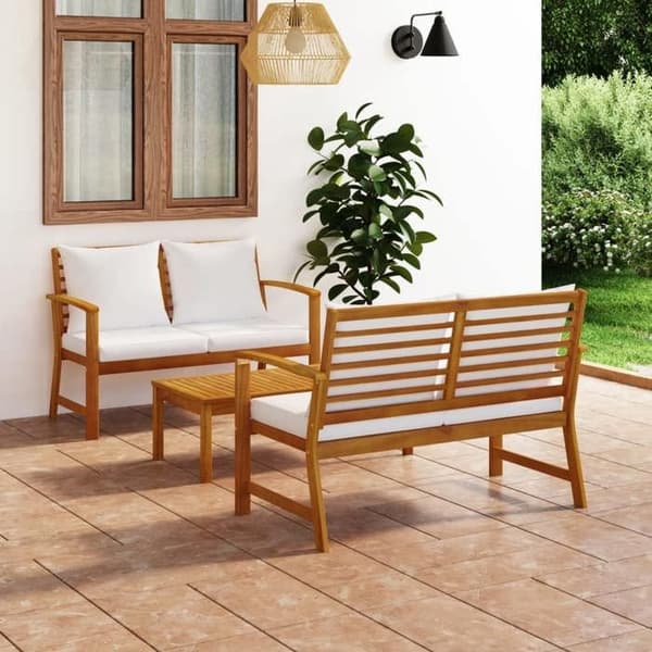 Maison Exclusive - Havegruppe 3 stk med pude i solid akacietræ