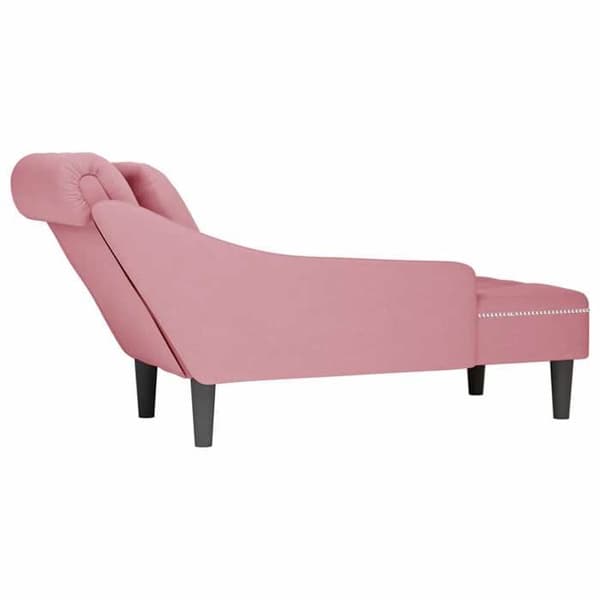 Maison Exclusive - Lång fåtölj med kudde och högersidans armstöd i rosa sammet
