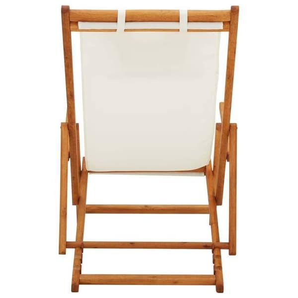 Maison Exclusive - Sammenklappelig strandstol i solid eucalyptus træ og cremefarvet stof