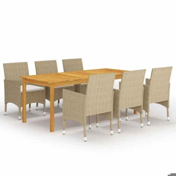 Maison Exclusive - 7 osan puutarhapöytäryhmä Beige