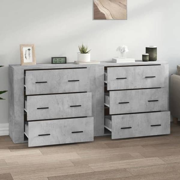 Maison Exclusive - Buffeter 2 stk grå beton ingeniørtræ