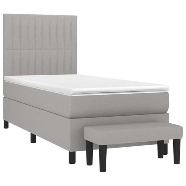 Maison Exclusive - Seng med lameller og madras Grå lys 100x200cm Stof
