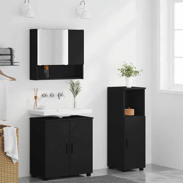 Maison Exclusive - Sæt af badeværelsesmøbler 3 stk Sort 61 x 35 x 64 cm