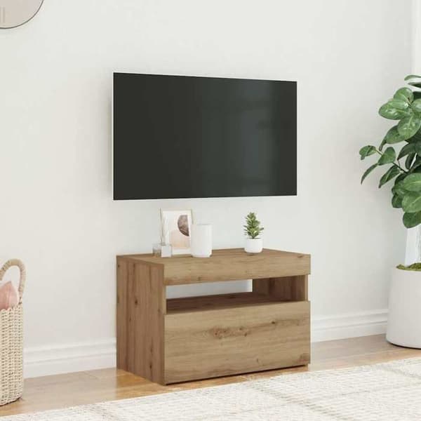 Maison Exclusive - TV-møbel med LED-lys, håndlavet egetræ, ingeniørtræ
