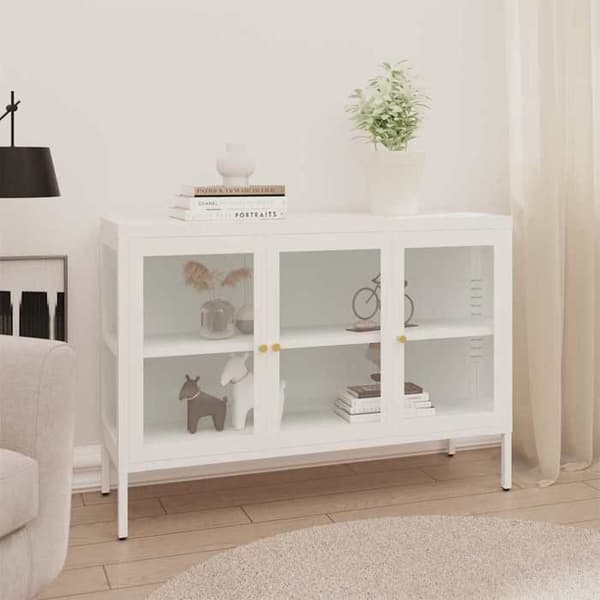 Maison Exclusive - Buffet Hvid 105x35x70 cm Stål og glas