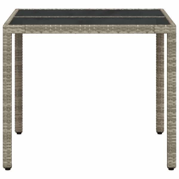 Maison Exclusive - Trädgårdsbord med ljust grått glas och flätad resin Ljusgrått