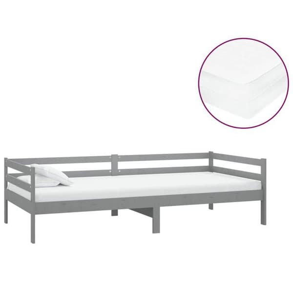 Maison Exclusive - Sängsoffa med madrass 90x200 cm Grå Massivt furu Grå Vit