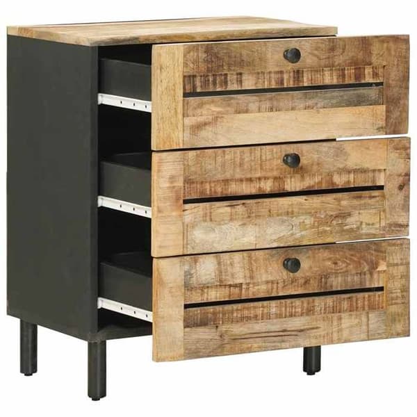Natskab - EKSKLUSIV HUS - 50×33×62 cm - Massivt mangotræ - Sorte messingknopper - Moderne Naturlig