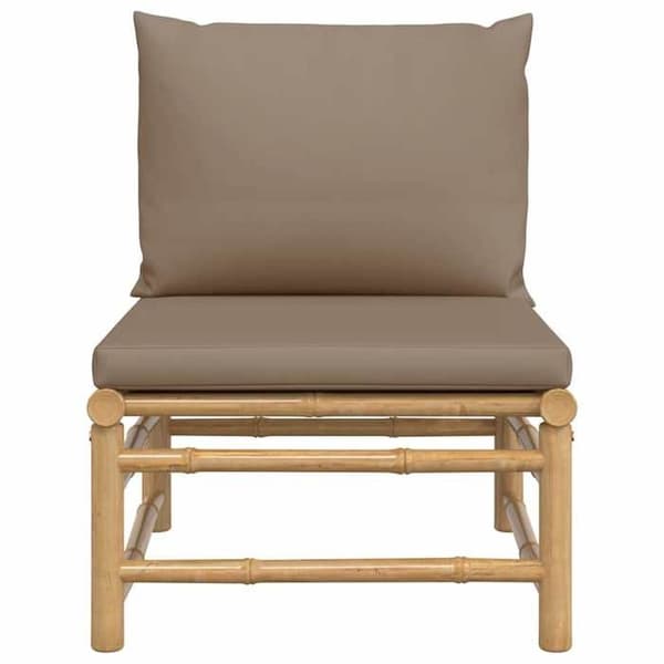 Maison Exclusive - Central trädgårdssoffa med taupe kuddar i bambu Mol