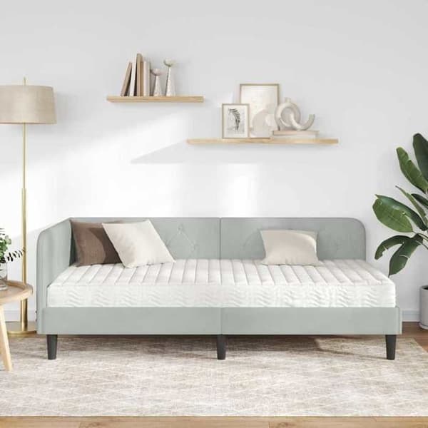 Maison Exclusive - Ljust grått hörnsängram 90 x 190 cm Sammet Ljusgrått