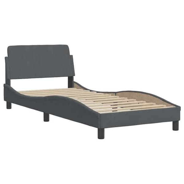 Maison Exclusive - Sängram utan madrass mörkgrå 90x200 cm sammet