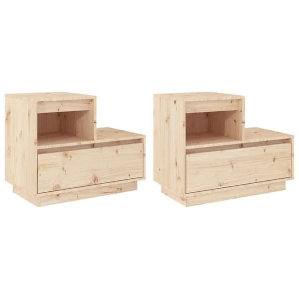 Maison Exclusive - Natborde 2 stk Grå 60x34x51 cm Solid fyrretræ Grå
