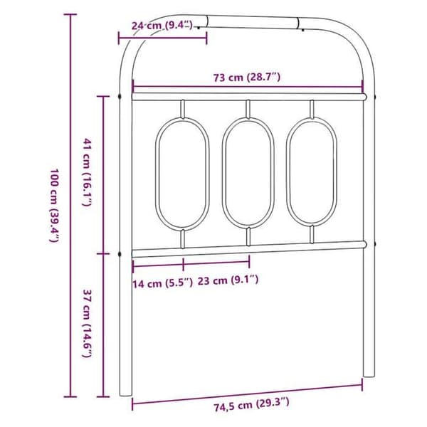 Hovedgærde - EKSKLUSIV HUS - 75 cm - Metal - Hvid - Robust ramme Vit