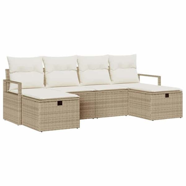 Maison Exclusive - 6-delars soffgrupp 6-sits Beige och krämfärgad
