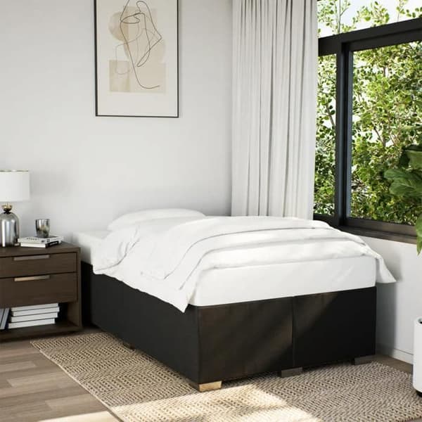 Maison Exclusive - Seng med lameller og madras Sort 120x200 cm Stof