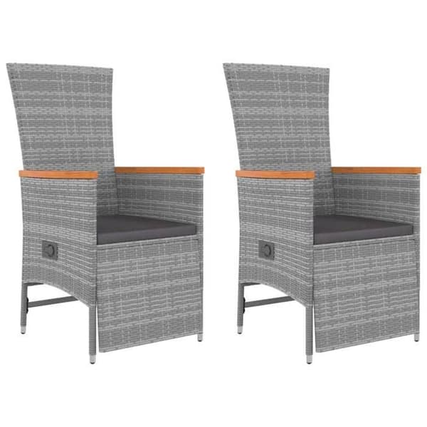 Havemøbler - Eksklusivt Hus - 3 stk - Grå - Poly rattan & akacietræ bordplade