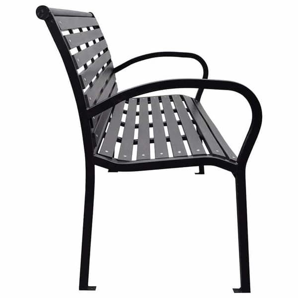 Maison Exclusive - Musta puutarhapenkki 116 cm Teräs ja WPC