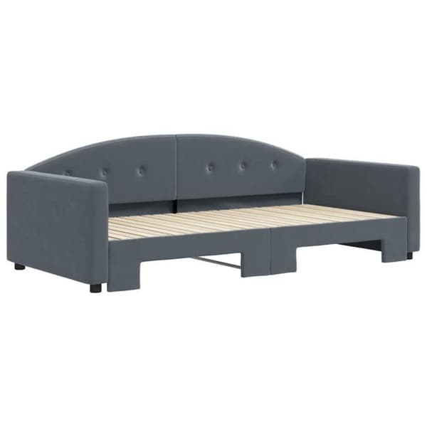 Dagsäng - EXKLUSIVT HUS - Utdragssäng 100x200 cm - Mörkgrå sammet - Lattsängbotten - 2 platser Mörkgrå