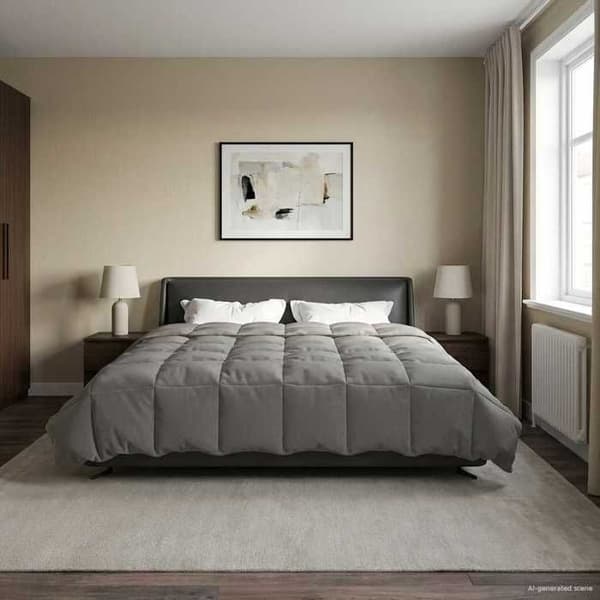 Kudde - EXKLUSIVT HUS - Dubbelsidig 220 x 260 cm - 4 säsonger - Vadderad - Ljusgrå Ljusgrått