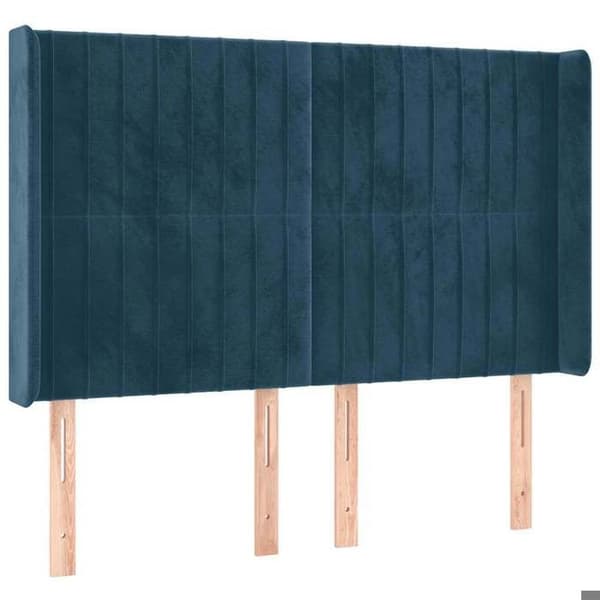 Maison Exclusive - Sänggavel med LED Blå mörk 147x16x118/128 cm Sammet Mörkblå