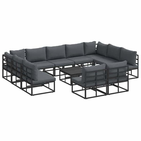 Maison Exclusive - 12-delars trädgårdsoff-set Svart Aluminium